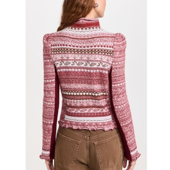 Free People 'Bali Juniper' Turtleneck Sweater, Rhubarb Combo - Picture 3 of 4